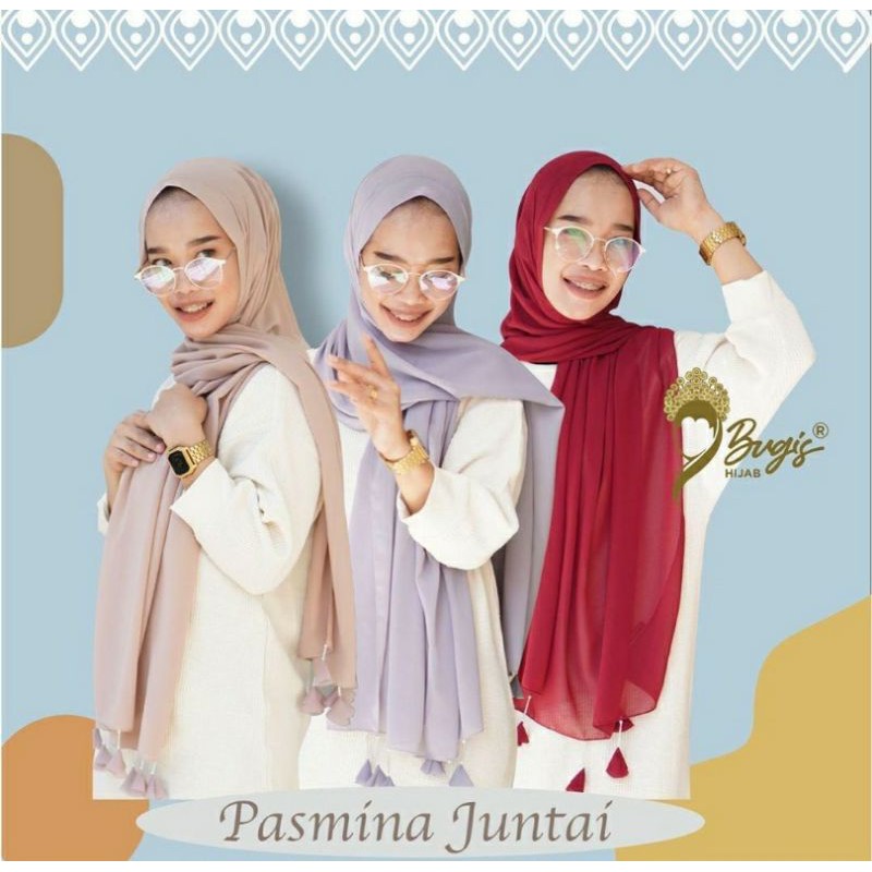 PASMINA KARET DAGU PINGGIRAN JUNTAI CERUTYBABYDOLL BUGIS HIJAB FORMAL