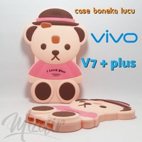 Case 4D Teddy Bear HP Vivo V7 Plus V7+/Karakter/Silikon/3D/Soft/Boneka