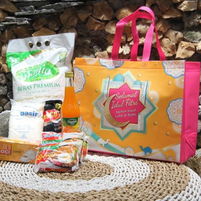 

{Seller Star HY 17Ap1Ao} Tas Parcel Lebaran Laminasi goodie bag idul fitri PRTG HLB 31x40x15 『