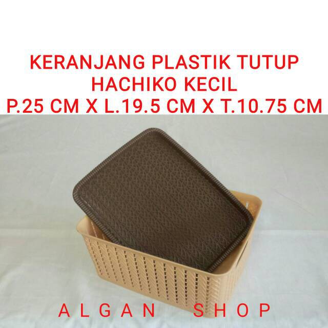 Keranjang Plastik Tutup Hachiko Kecil Capucino Basket Tray Container Mini Nampan Baki Wadah Persegi 