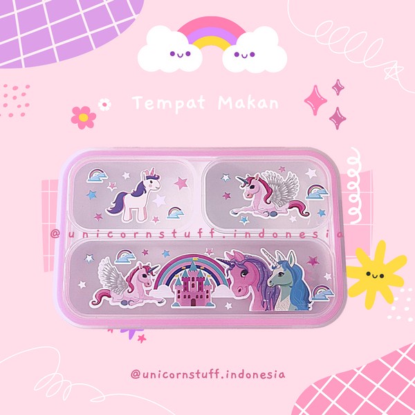 Tempat Makan Unicorn Pony Anak Sekolah Cewek Perempuan Bekal Lunch Box