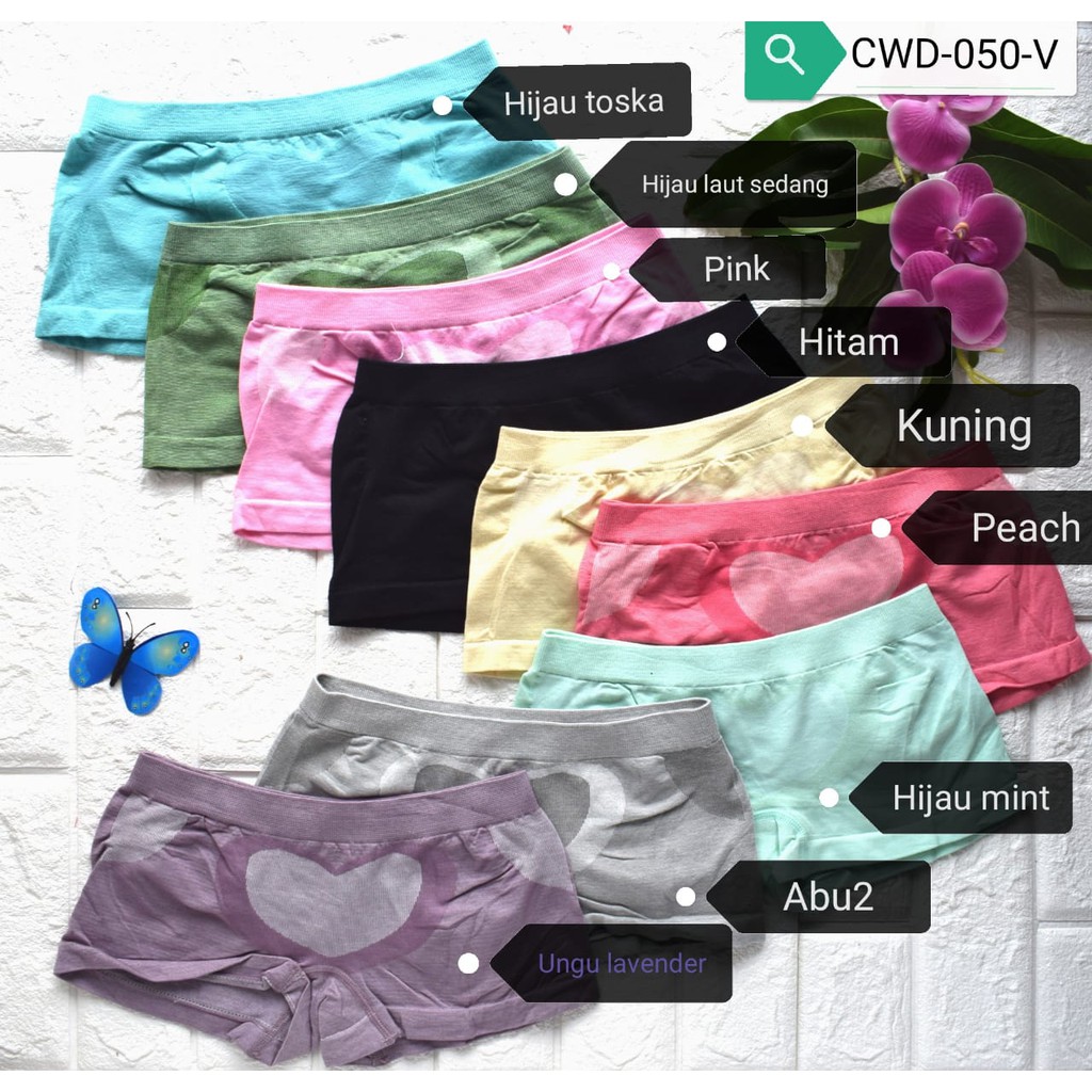Celana Dalam Segiempat Wanita Dewasa CD Boxer Cewek Rajut Love Lembut CWD-050-V