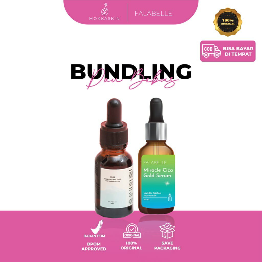 Falabelle Bundling duo bebas Jerawat 2 ( Falabelle Tamanu Oil 15 ml &amp; Falabelle Miracle Serum 15 ml)