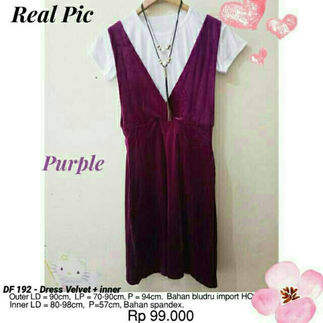 DRESS VELVET + INNER,  BAJU BLUDRU IMPORT, FASHION WANITA BERKUALITAS