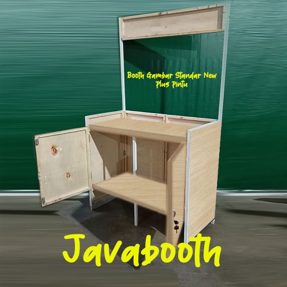 Booth Portable / Gerobak Lipat / Meja Lipat Kayu Atap Bonus Rak Display