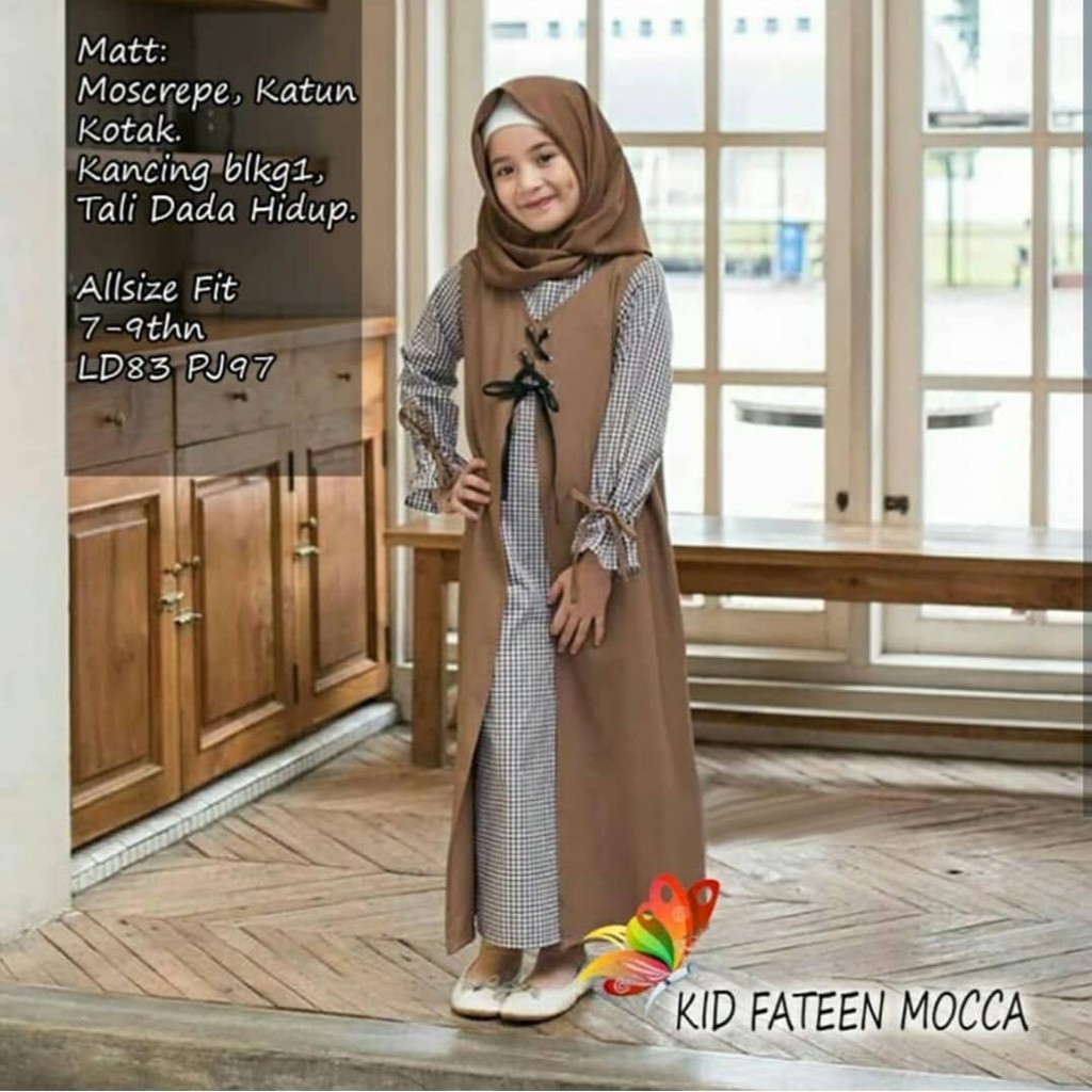 FATEEN DRESS KIDS MOSSCRAPE Gamis Anak 7-9 tahun Perempuan Gamis Anak Murah Kekinian  Tanggung 2021