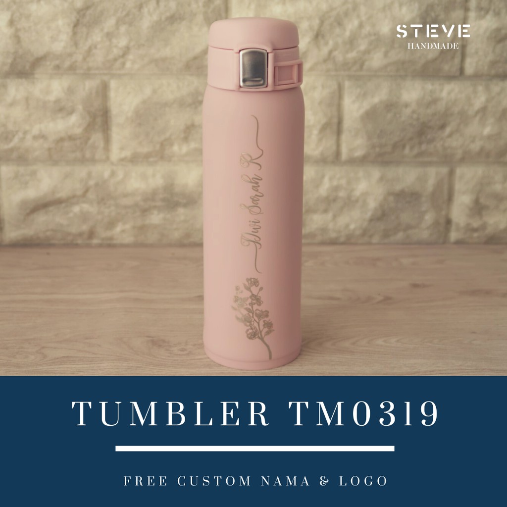 Botol minum stainless termos vacuum tumbler travel mug TM0319 steve handmade