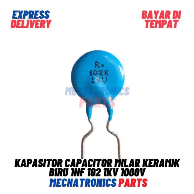 5 Buah Kapasitor Capacitor Milar Keramik Biru 1nf 102 1kv 1000v