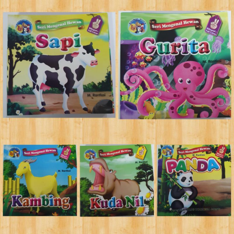 cerita anak bergambar SERI MENGENAL HEWAN bilingual full colour (seri 5 buku)