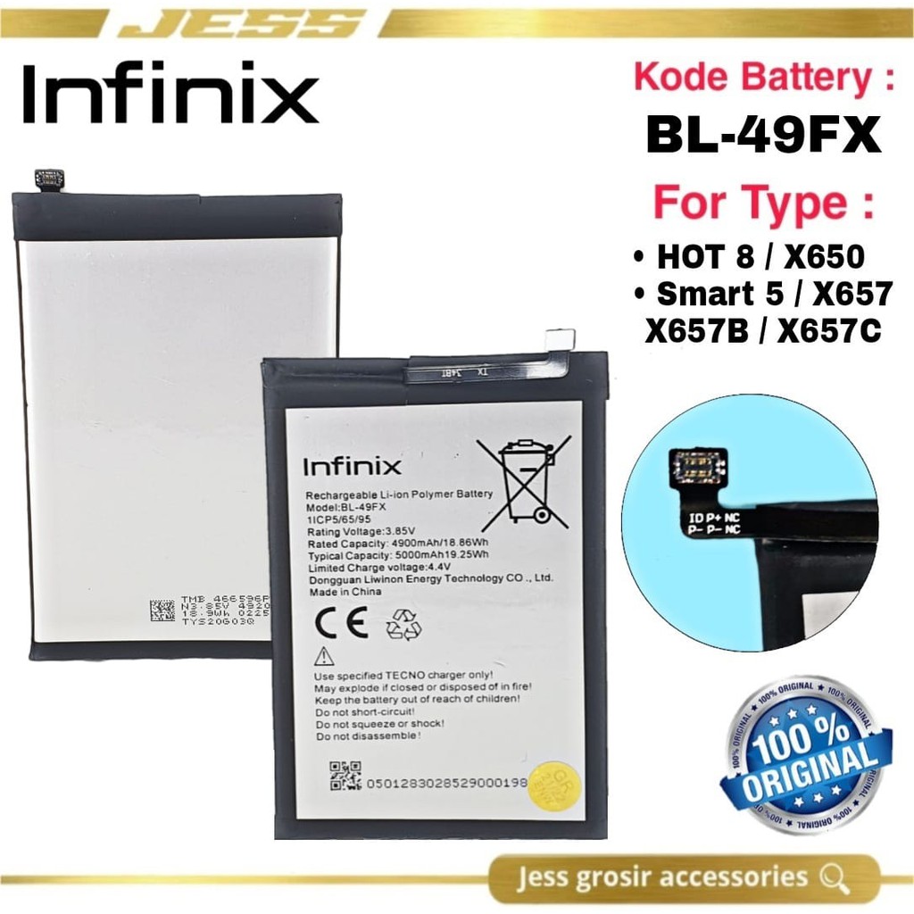 Baterai Battery Original Infinix Hot 8 X650 Hot 8 Pro X650b X650C HOT 9 X655 X655F BL49FX BL-49FX