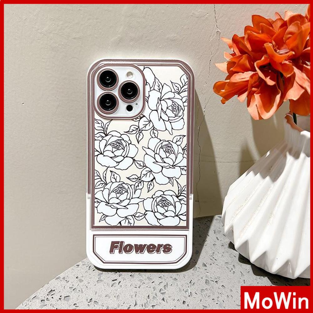 iPhone Case Acrylic Invisible Folding Stand Silicone Soft Case Airbag Shockproof Cover Camera Retro Flower Compatible For iPhone 11 Pro Max 13 Pro Max 12 Pro Max 7Plus xr XS Max