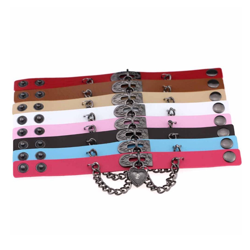 # Kaos T-Shirt Wanita Lengan Pendek Motif Print #Gelang Bahan Kulit Aksen Hati Berlian Imitasi Gaya Punk Gothic Untuk Wanita