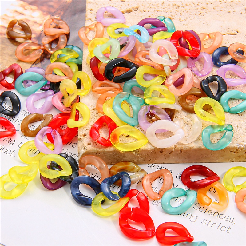 100 Pcs Multi warna Acrylic Twisted Chains Bagian Rakitan Manik-manik Diy Perhiasan Temuan Aksesoris