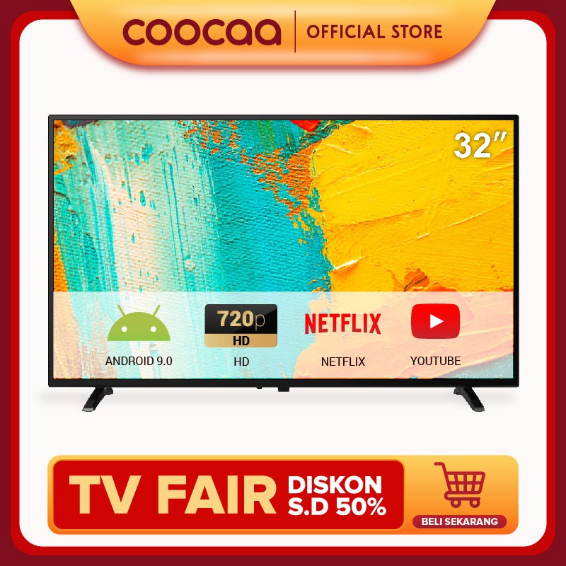 COOCAA Digital TV LED 32 inch - Android 9.0 - Panel HD - Youtube - Net