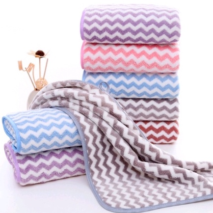 Handuk Mandi Microfiber Zigzag 35x75cm 50x100 70X140cm Handuk Dewasa Handuk Anak Bayi Lembut Import