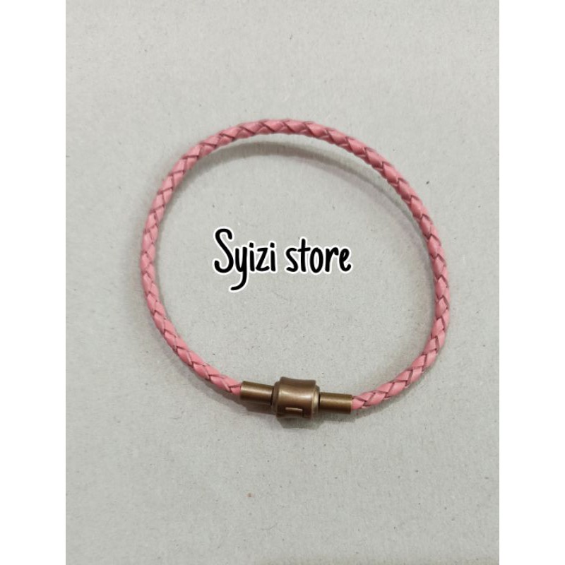 (free stoper) Gelang tali kulit/ gelang kepang /gelang pandora kulit (bisa request ukuran)