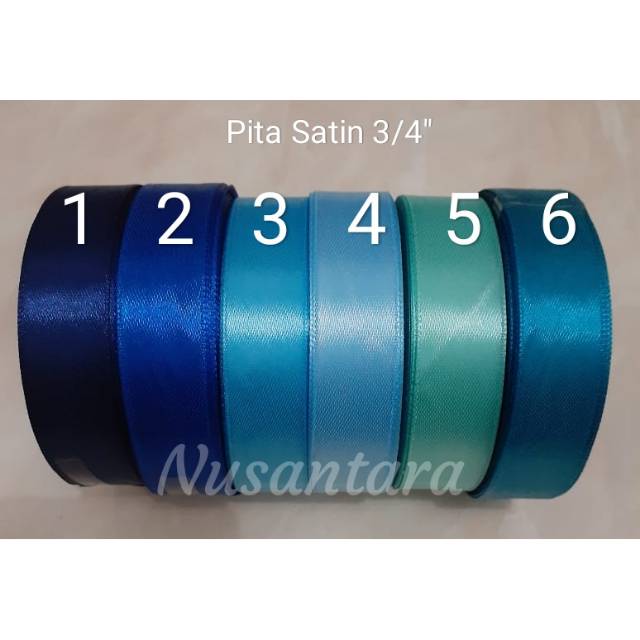 Pita Satin 3/4&quot; per roll blue series, Pita Satin 2cm seri biru