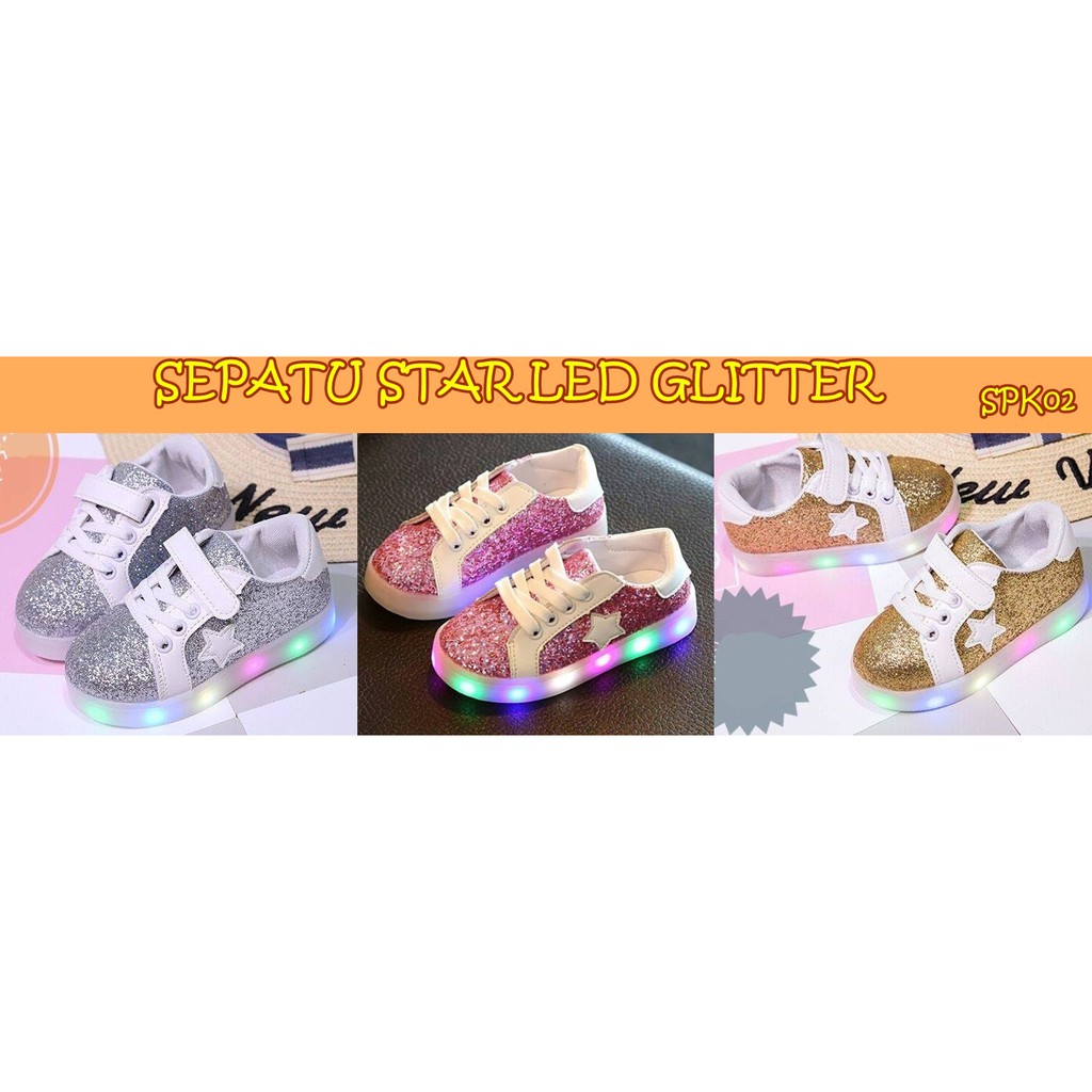 SPK02 SEPATU STAR LED GLITTER SEPATU LAMPU ANAK