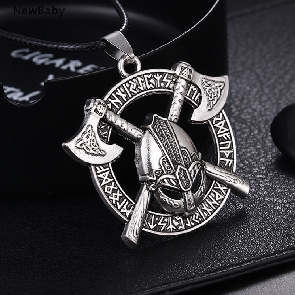 Kalung Liontin Jimat Slavic Gaya Vikings Rune Untuk Pria