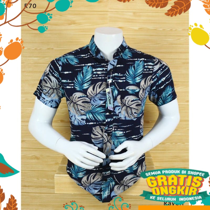 Besar JUmbo 17agustus merdeka / Kemeja Pria Distro Lengan Pendek Motif Bunga Bahan Rayon Halus Origi