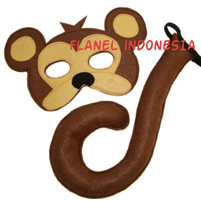 Premium Kostum Hewan Monyet Topeng Ekor Pesta Drama Teater Anak Topeng Ekor Desain Hewan Monyet Baha