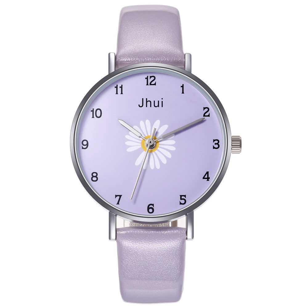 Jam Tangan Quartz Analog Bunga Daisy Harajuku Gaya Korea Fashion Aksesoris Wanita Casual Analog-39-9 Ungu