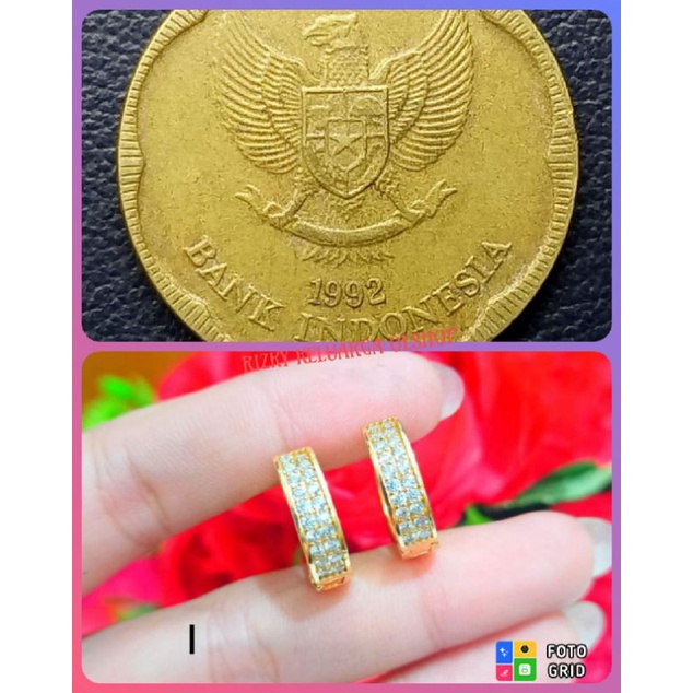 Anting Koin Viral terbuat dari uang koin 500 bunga melati emisi 1992 Asli