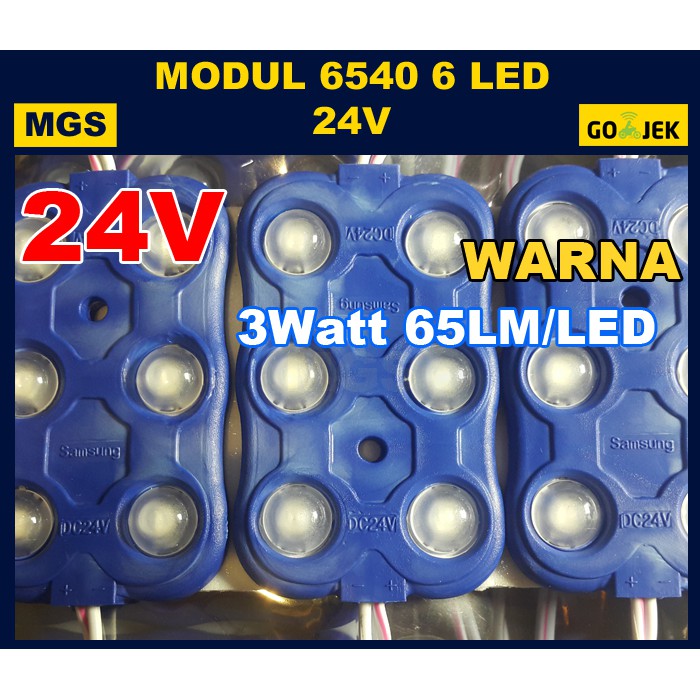 100Pcs Modul 6540 6 LED 24V Warna