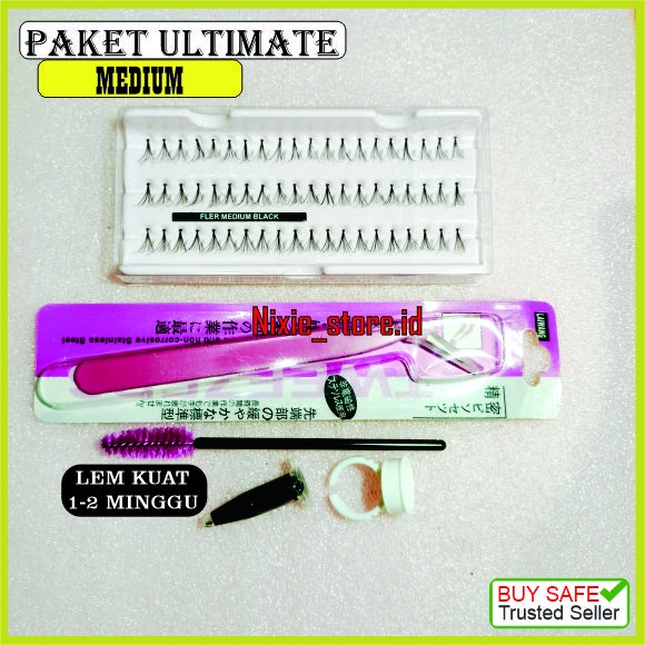 (ULTIMATE) PAKET Bulu mata Tanam Bulumata Eyelash Extension 5 in 1 Natural Lembut Bagus Murah Flare Tahan 1-2 Minggu