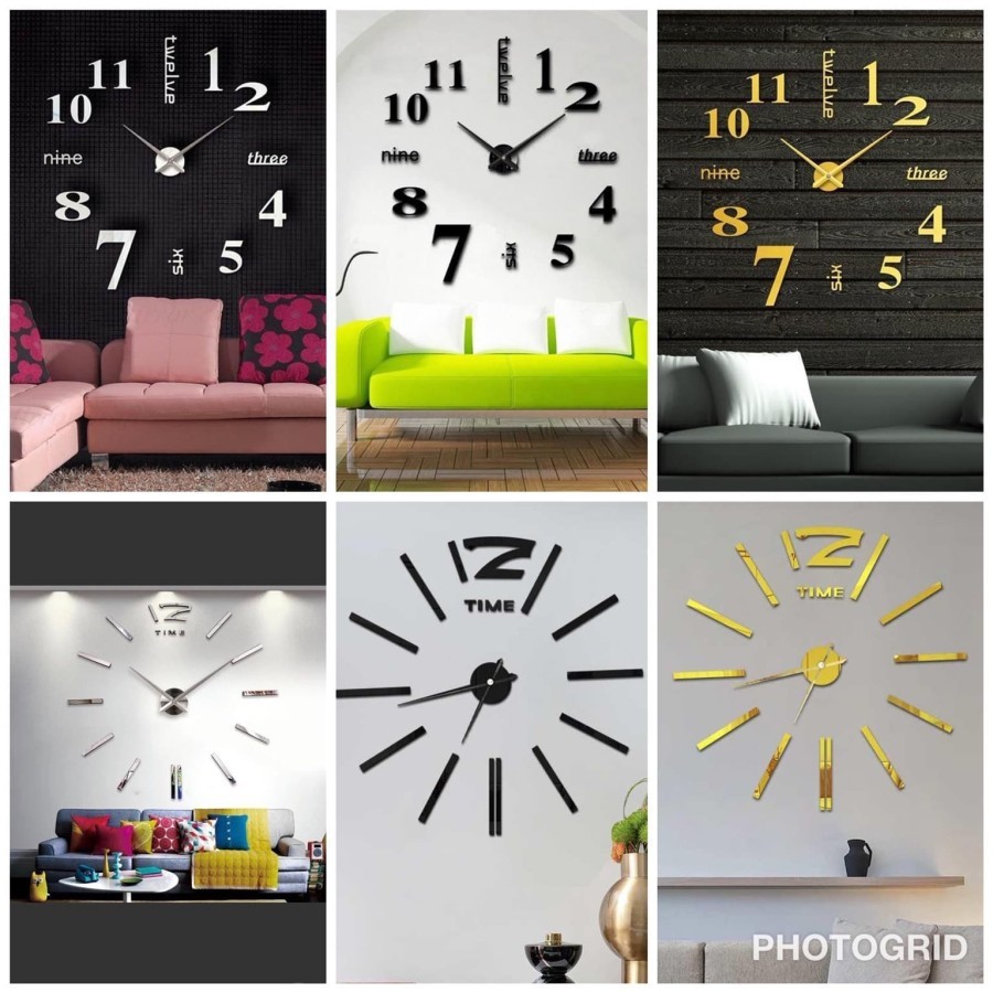 New Model Jam Dinding Besar Giant Wall Clock Diy 80 130cm Shopee Indonesia