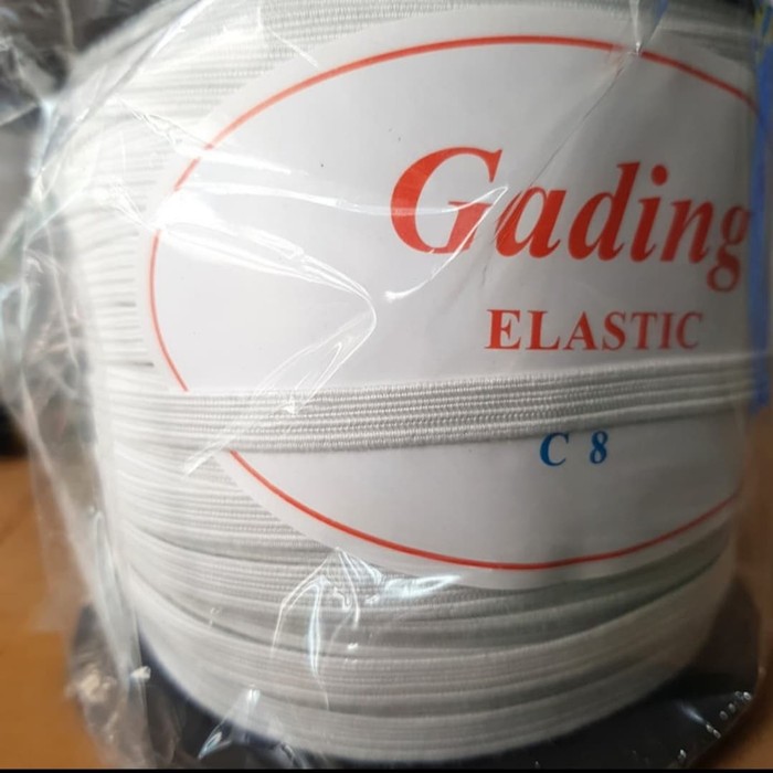 karet elastis 8 mm hitam putih gulungan besar gading