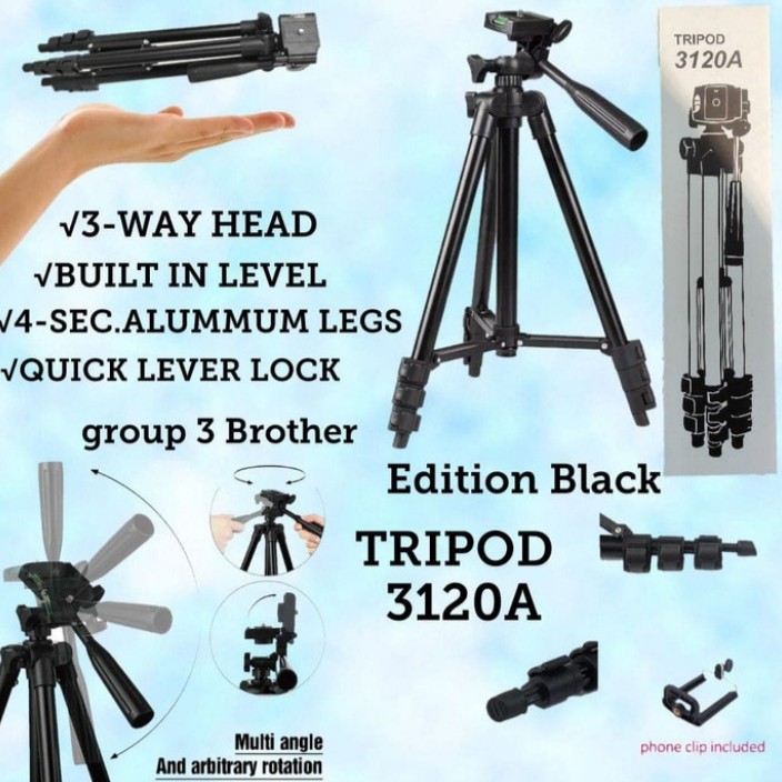 TRIPOD FOLDABLE CAMERA MOBILE TRIPOD PENYANGGA HANDPHONE TRIPOD HP TRIPOD SMARTPHONE STAND 3 KAKI