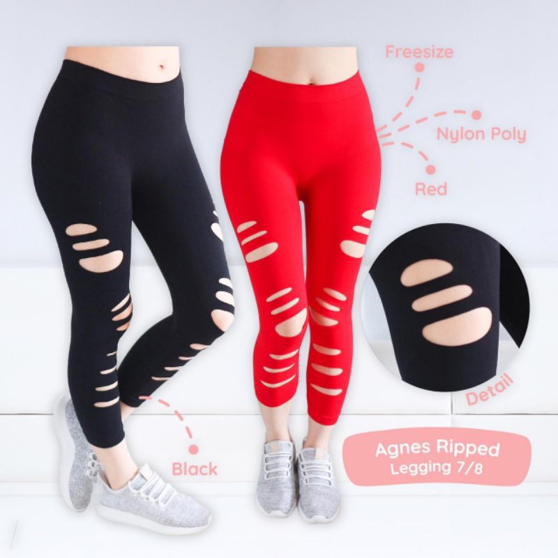 AGNES RIPPED LEGGING  LEGGING  SENAM  LEGGING  OLAHRAGA 