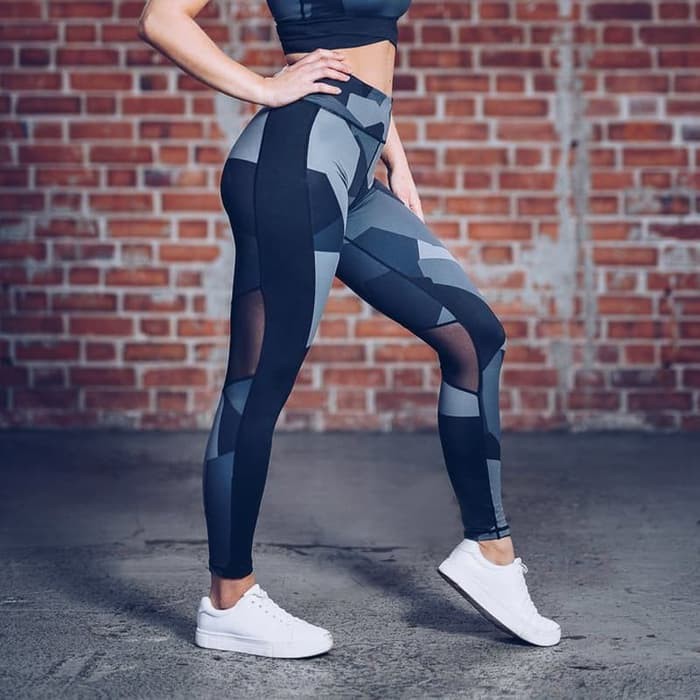 TBI Sport Legging Mesh Print Celana Olah Raga Running, Gym, Yoga Zumba