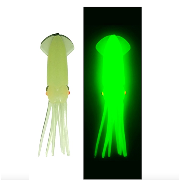 Umpan cumi sotong squid putih nyala dalam gelap umpan karet 10cm