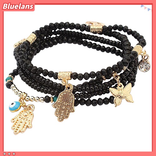 Gelang Multilayer Desain Hamsa Fatima Hand Butterfly Anchor Eye Untuk Wanita
