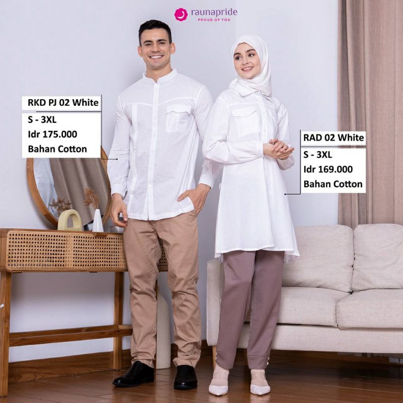 Tunik Putih wanita - Baju Couple Putih Muslim - Couple Tunik dan Koko Putih - Tunik Jumbo - Koko Put