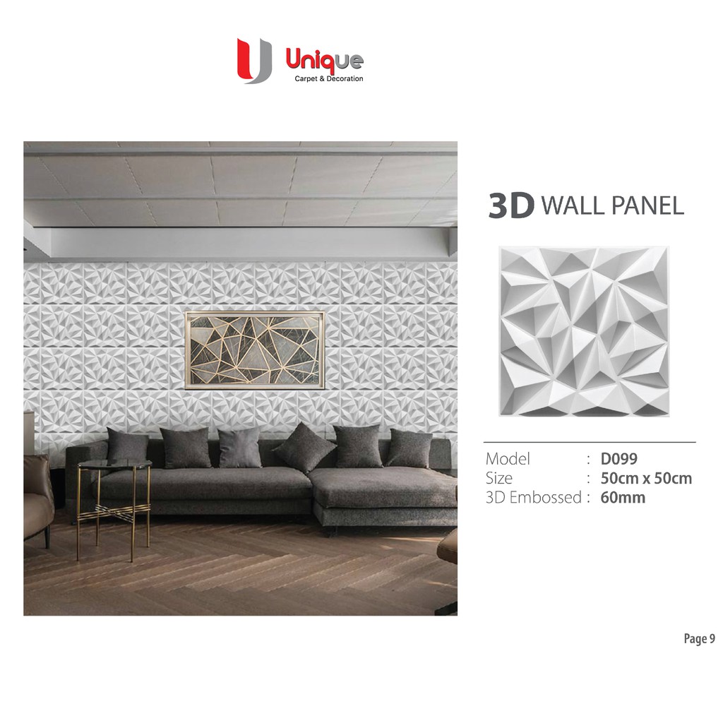 Wall Panel Motif Triangle 3D Marvel PVC/Wallpanel White