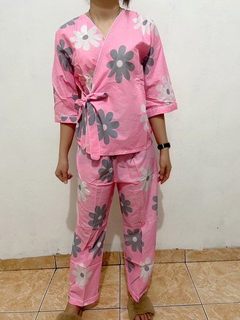 JC- Set piyama Kimono premium 7/8 / Kimono set kekinian / Piyama wanita murah