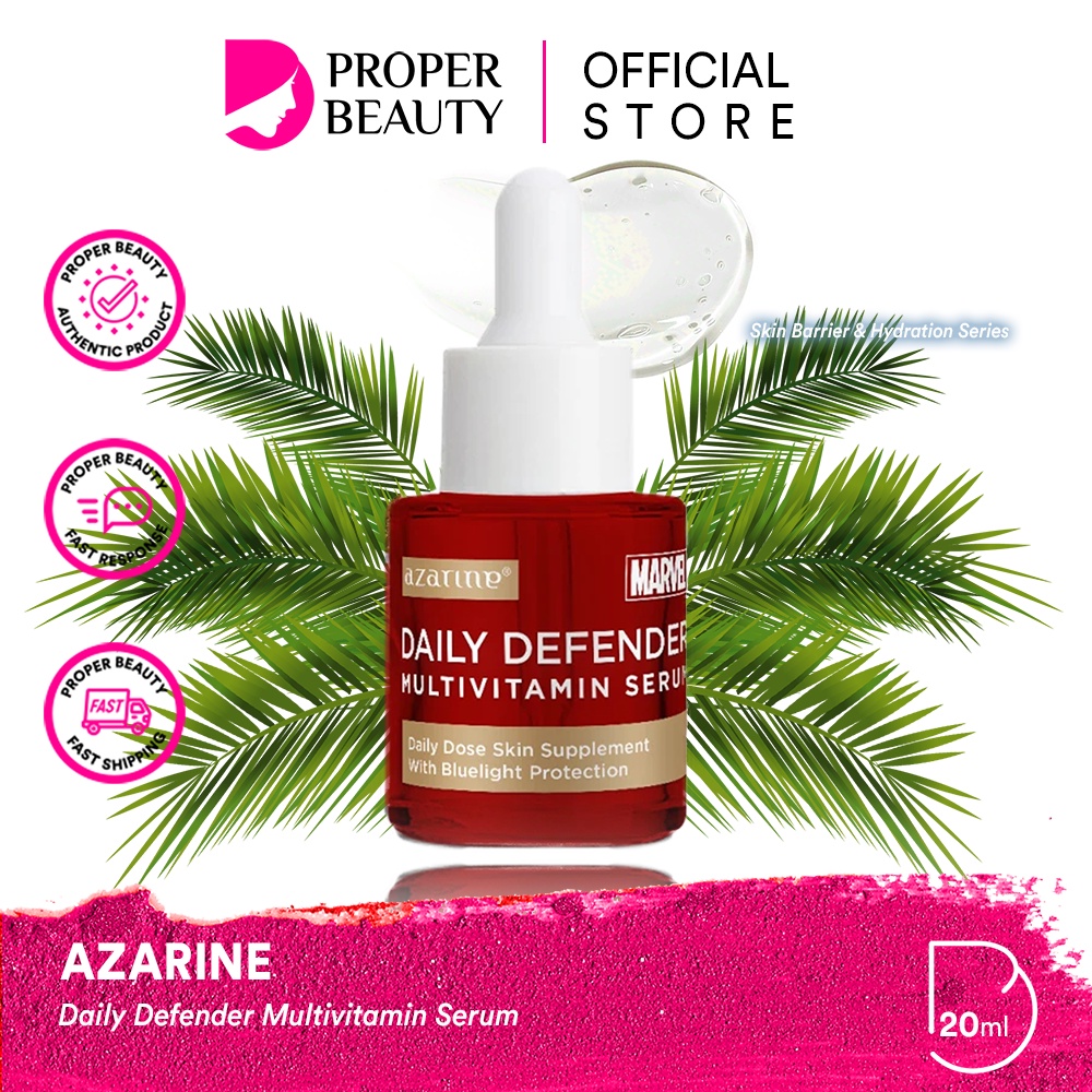 AZARINE Daily Defender Multivitamin Serum Indonesia / Skin Barrier &amp; Hydration Series 20ml / Pelembab Wajah / Superhero Marvel Edition / Skincare Face Care Facial Wash Foam Toner Essence Mist Day Night Eye Cream Sunscreen Mask Moisturizer / Paket Lengkap