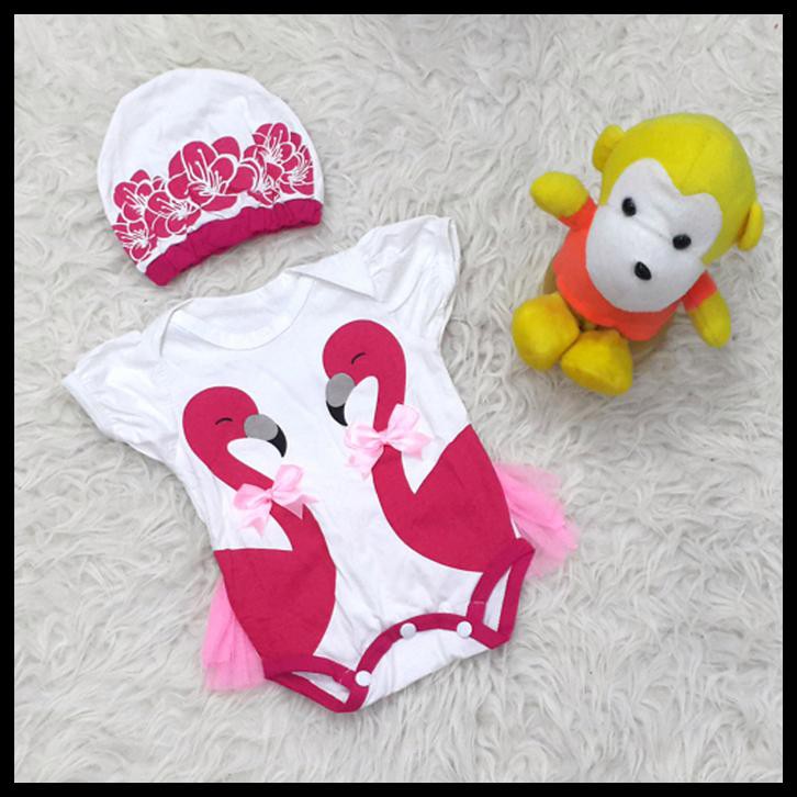 J9PV BAJU JUMPER TUTU BAYI PEREMPUAN ANGSA SET TOPI LUCU 66XE