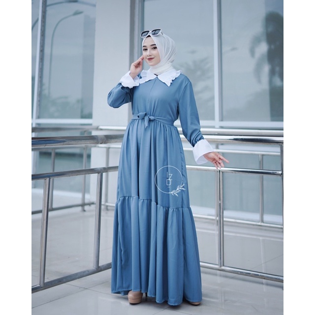 GAMIS KOMBI KERAH PUTIH FASHION WANITA