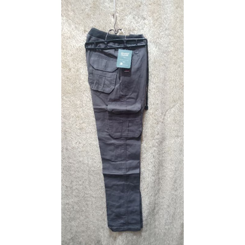 celana chino luna cargo panjang pria / cowok karet pinggang premium COKLAT/ HITAM / ABU / JUMBO anak