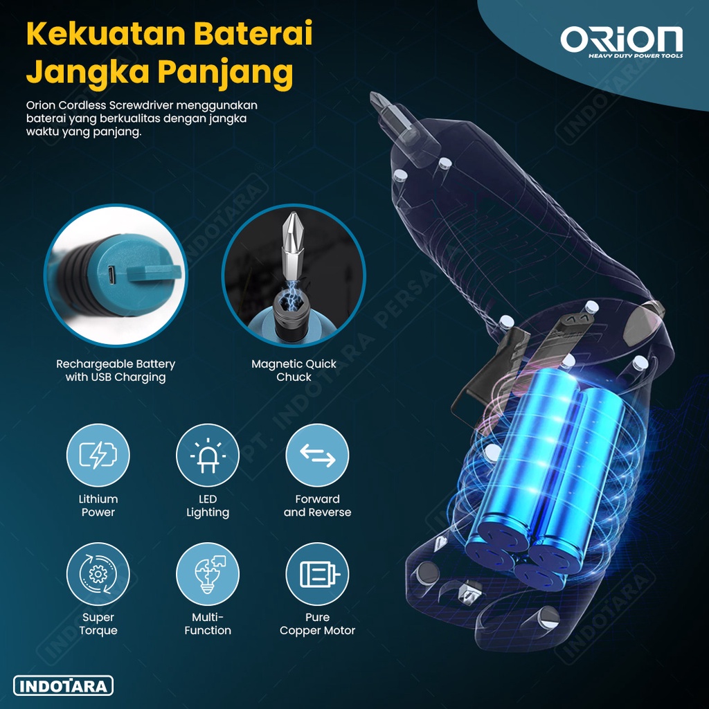 Orion Cordless Screwdriver / Bor Obeng Baterai 3.6Volt - SD002