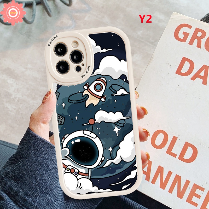 Soft Case TPU Motif Kartun Astronot NASA Untuk iPhone 11 12 13 Pro MAX 7plus XR 6 6s 7 8 Plus X XS MAX SE 2020