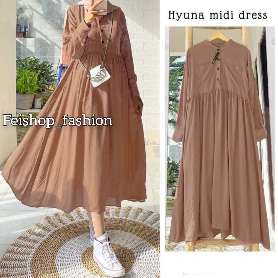 Hyuna Midi Dress l Dress Muslim Wanita Terbaru