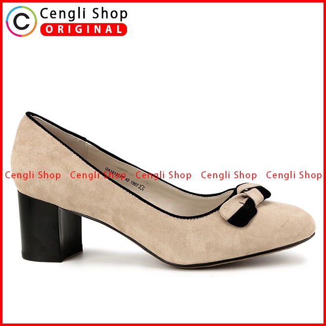 SEPATU HEEL KULIT OBERMAIN HEELS WANITA ORIGINAL BRANDED COKLAT OW14