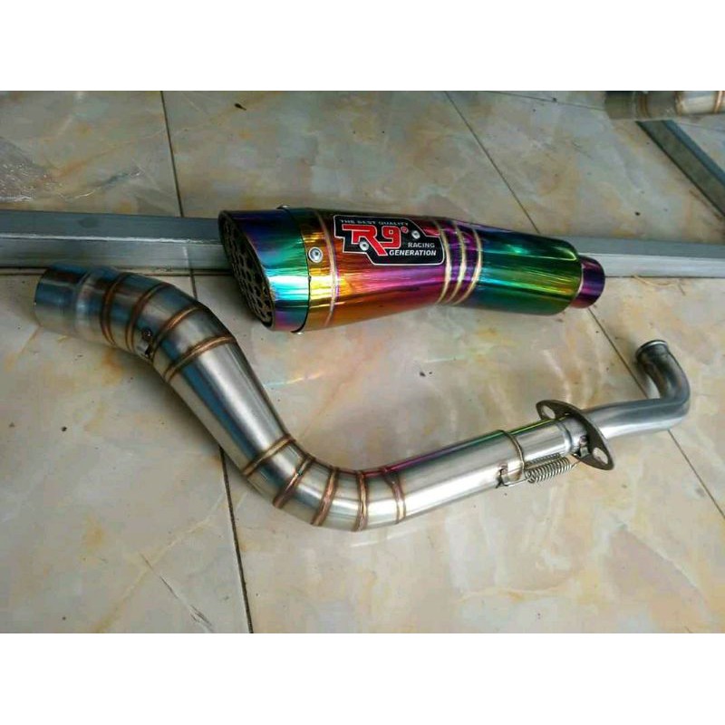 Knalpot racing R9 h2 pelangi nmax aerox pcx vario mio beat Dll