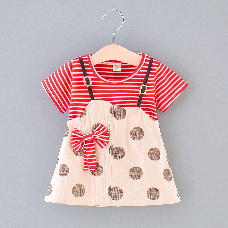 Dress Baju Kodok Anak Perempuan Impor Umur 2-3 Tahun Motif Polkadot Red