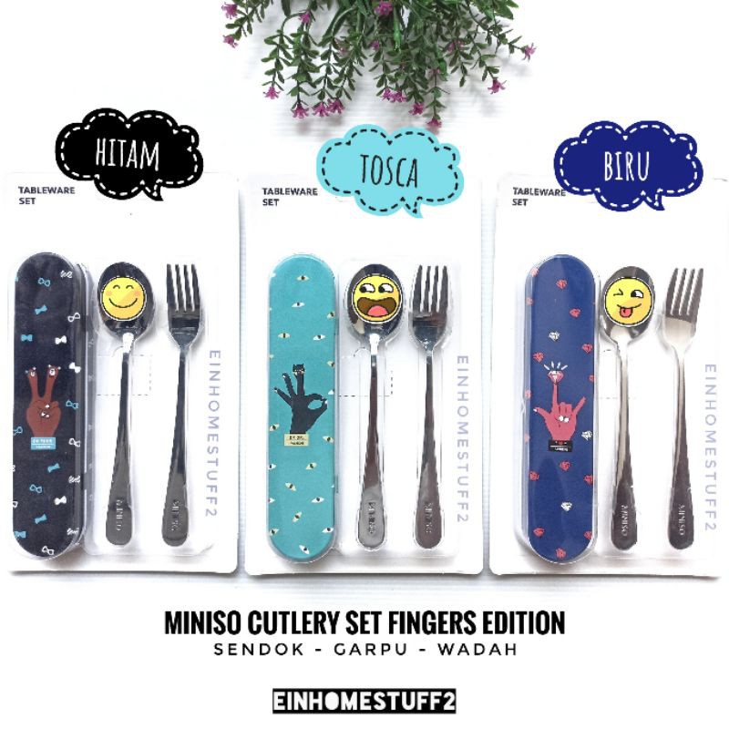 Miniso Tableware Set Fingers Edition Paket Alat Makan Sendok Garpu Bekal